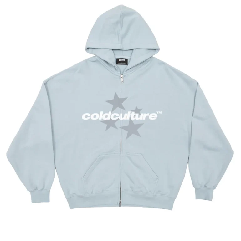 Italic-Stars Zip Hoodie Pale Blue